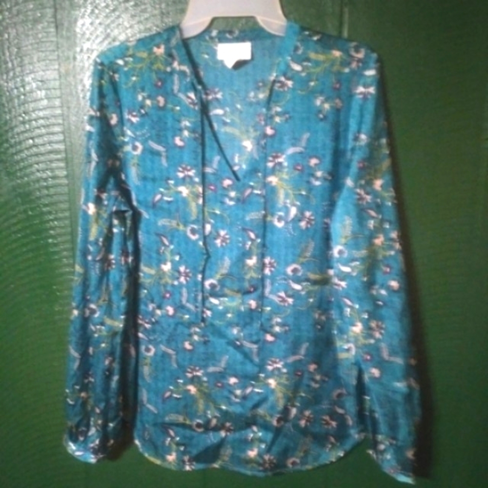 Liz Claiborne Green Silky L/S Blouse